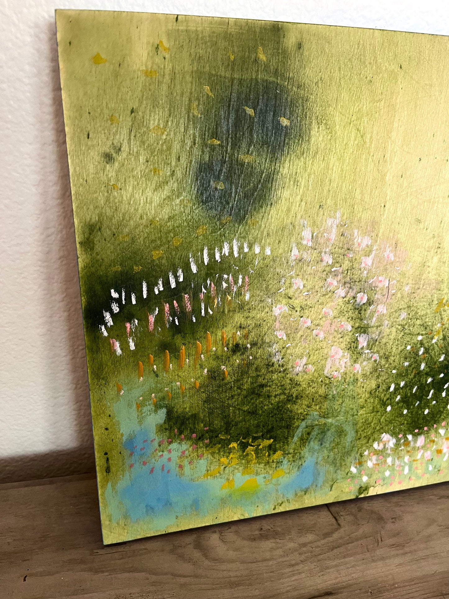 Mornings by the Pond - Original Painting on Wood - 12 x 12 inches