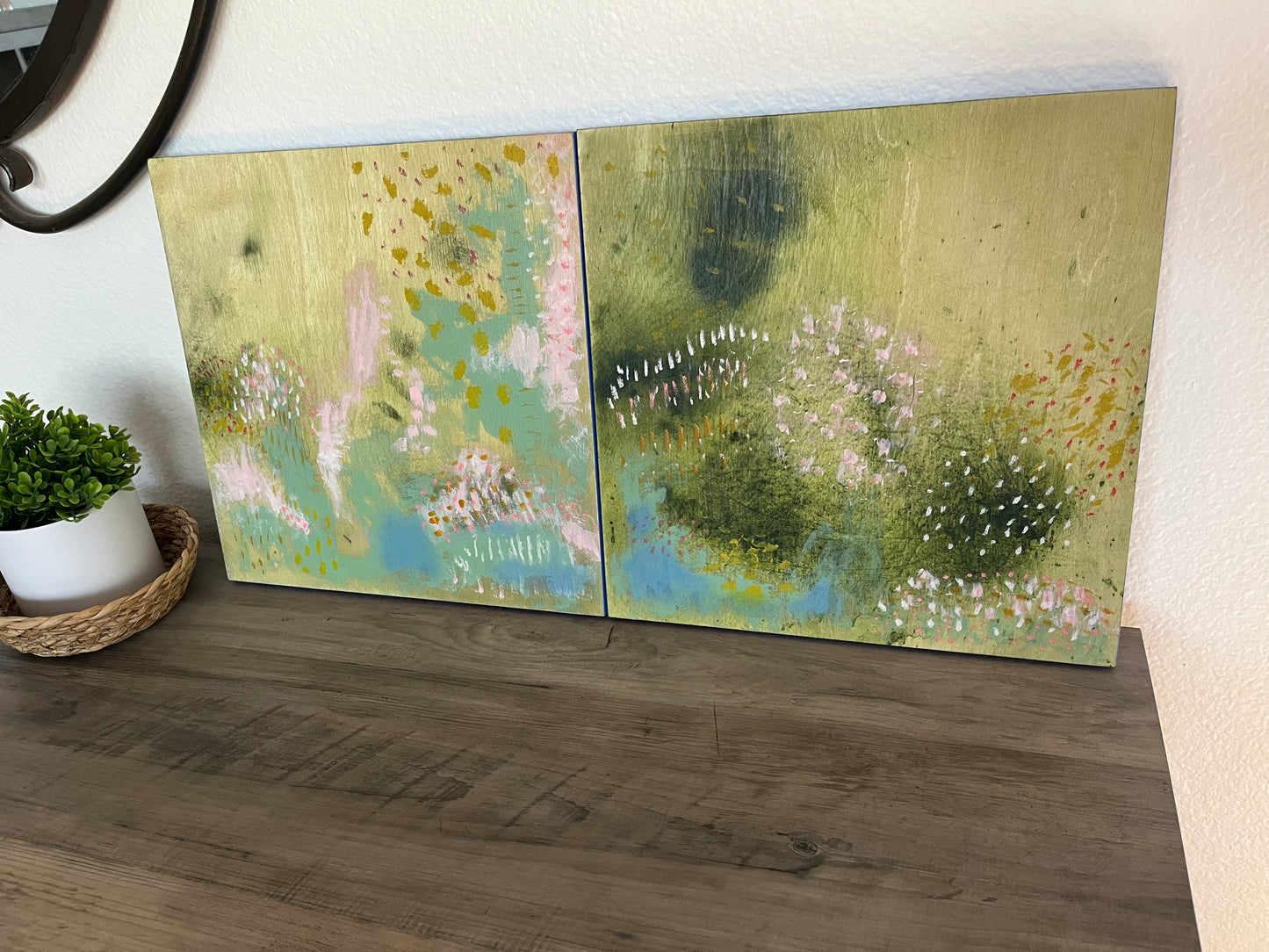 Mornings by the Pond - Original Painting on Wood - 12 x 12 inches