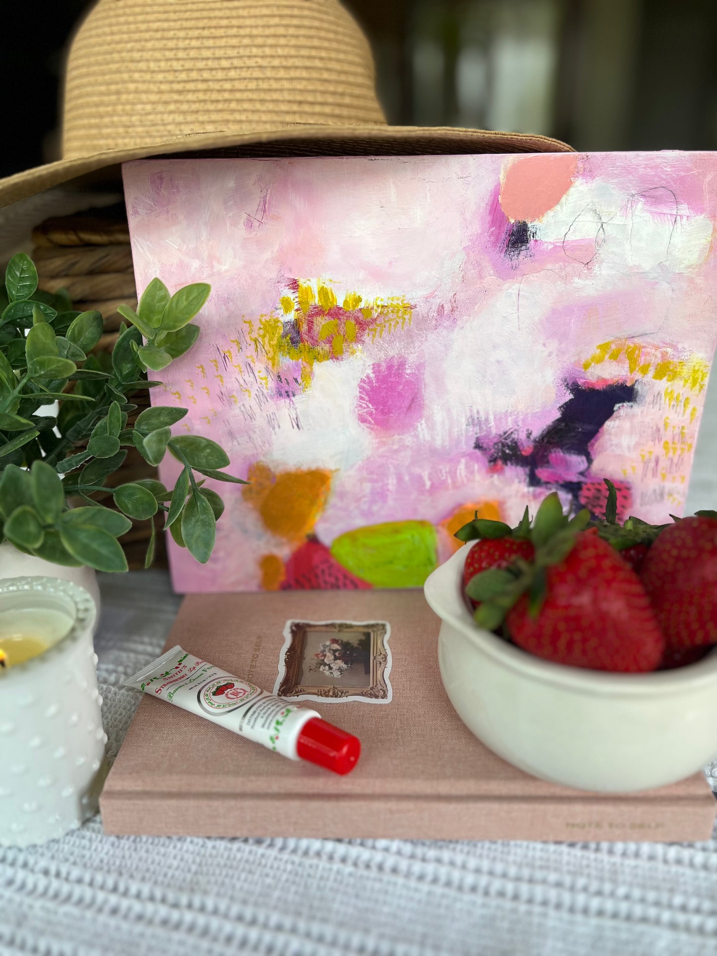 Strawberry Fields - Original Painting on Wood - 8 x 10 inches - Spring Moments Mini Series