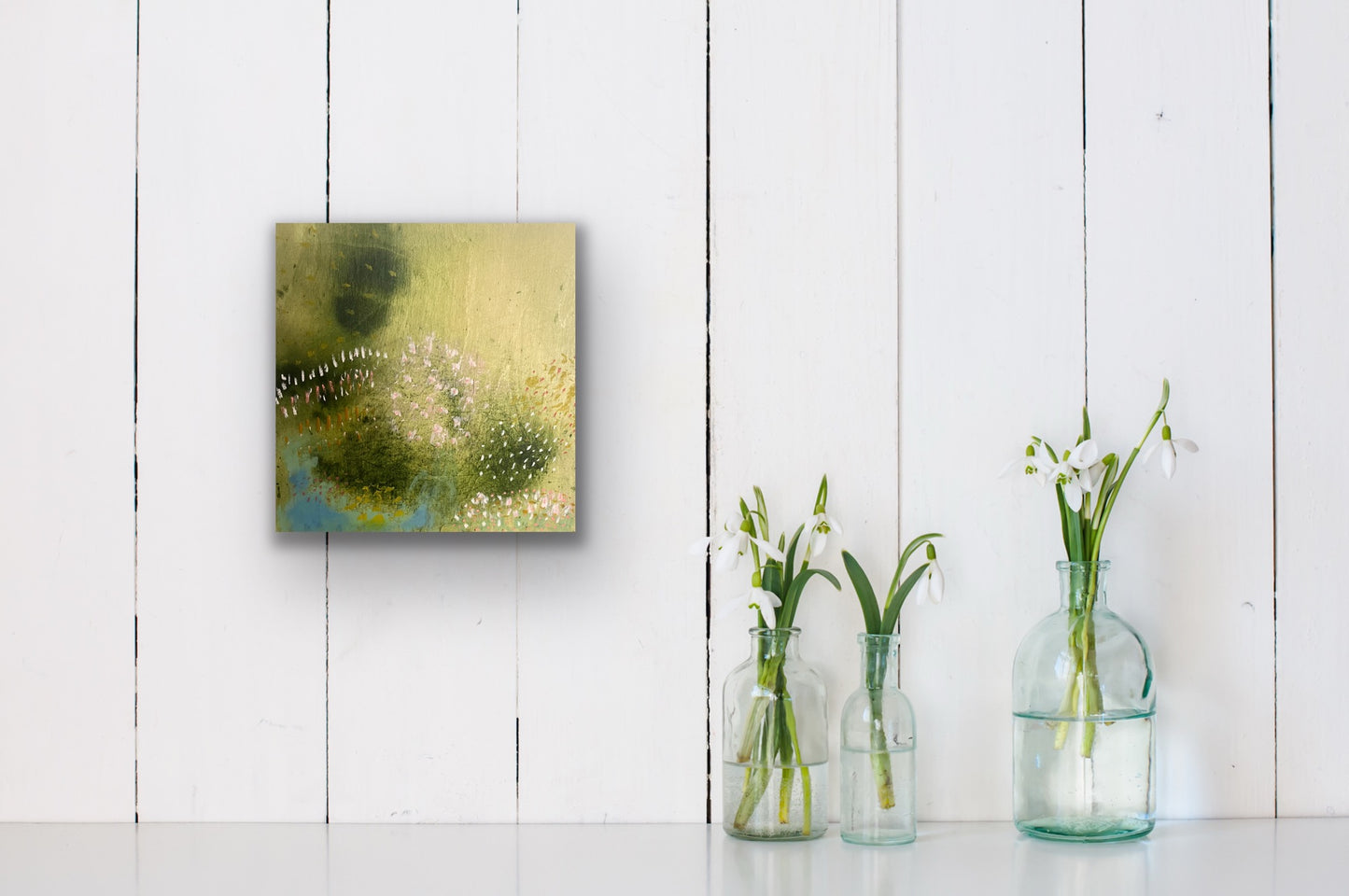 Mornings by the Pond - Original Painting on Wood - 12 x 12 inches