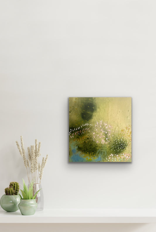 Mornings by the Pond - Original Painting on Wood - 12 x 12 inches