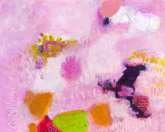 Strawberry Fields - Original Painting on Wood - 8 x 10 inches - Spring Moments Mini Series